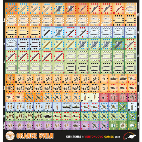 stickers to be placed on blocks of the orange swan wargame